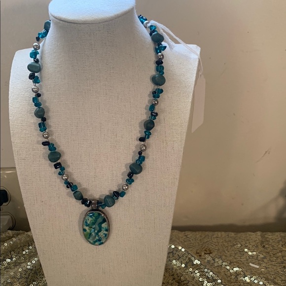 Chico's Jewelry - Vintage signed Chico’s Blue Beaded Necklace